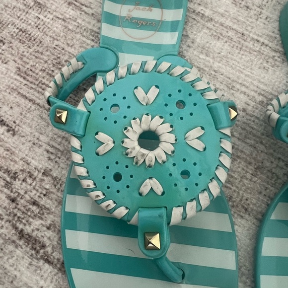 Jack Rogers Georgica Jelly Teal Stripe Flip Flop - Picture 6 of 6